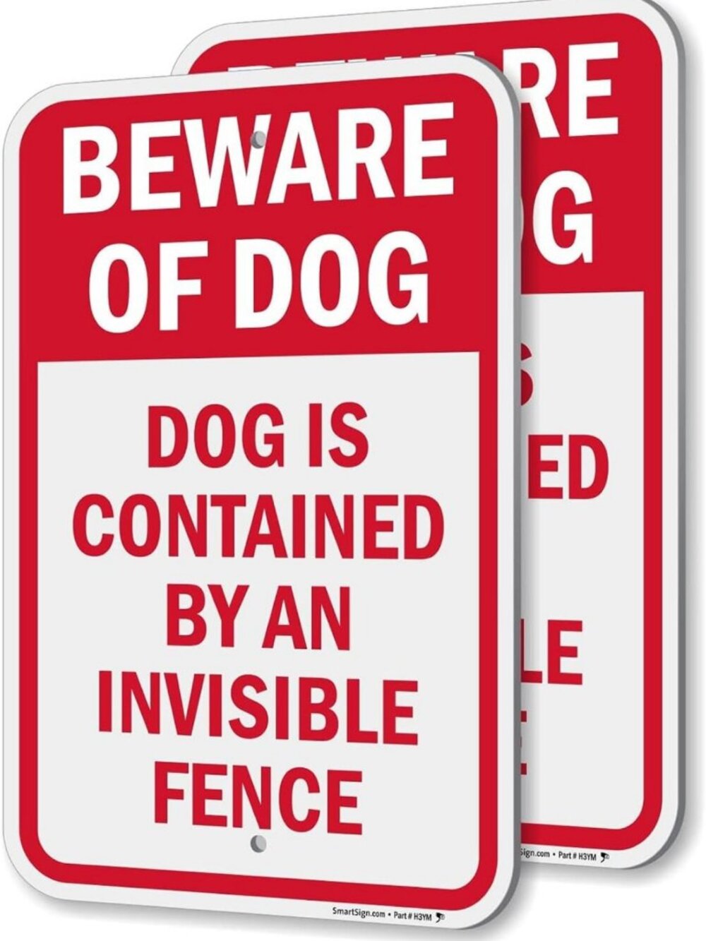 Invisible Fence Dog Containment Signs - 2 Pack, 18"x12", Durable Aluminum, USA